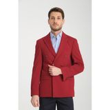 Frappoli Baselna Krv Erkek Kahve Kruvaze 6 Adet Metal Düğmeli 4 Mevsim Spor Blazer Ceket - Kırmızı - 52 - 6 Drop