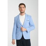 Frappoli Bortolo Erkek Lacivert Örme Esneyen Likralı Mono Yaka Slim Fit Blazer Ceket - Buz Mavi - 54 - 6 Drop