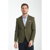 Frappoli Bortolo Erkek Lacivert Örme Esneyen Likralı Mono Yaka Slim Fit Blazer Ceket - Haki - 54 - 6 Drop