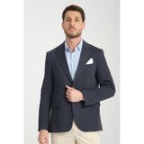 Frappoli Brando Erkek Lacivert Kendinden Desenli Slim Fit Pamuklu Likralı Esneyen Kumaşlı Spor Blazer Ceket - 52 - 6 Drop