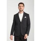Frappoli Brando Erkek Siyah Kendinden Desenli Slim Fit Pamuklu Likralı Esneyen Kumaşlı Spor Blazer Ceket - 48 - 6 Drop