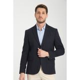 Frappoli Cafizo Erkek Lacivert Slim Fit Dar Kesim Desenli Yarım Astar Blazer Ceket - 56 - 6 Drop