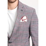 Frappoli Casparov Erkek Lacivert Ekoseli Esnemeyen Kumaş Slim Fit Mono Yaka Blazer Ceket - 48 - 6 Drop