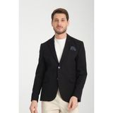 Frappoli Cazino Erkek Koyu Lacivert Slim Fit Dar Kesim Desenli Yarım Astar Mevsimlik Spor Blazer Ceket - 48 - 6 Drop