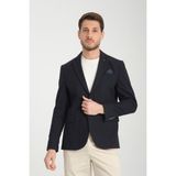 Frappoli Cazino Erkek Lacivert Slim Fit Dar Kesim Desenli Yarım Astar Mevsimlik Spor Blazer Ceket - 58 - 6 Drop