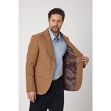 Frappoli Classo Erkek Camel Slim Fit Sivri Yaka Kendinden Desenli Blazer Ceket - 50 - 6 Drop