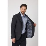 Frappoli Classo Erkek Koyu Lacivert Slim Fit Sivri Yaka Kendinden Desenli Blazer Ceket - 52 - 6 Drop