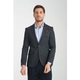 Frappoli Desenli Koyu Lacivert Slim Fit Erkek Blazer Mono Yaka Spor Ceket