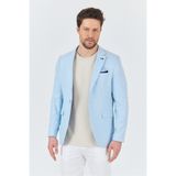 Frappoli Dozari Dirsekli Erkek Buz Mavi Keten Karışımlı Slim Fit İlkbahar-Yazlık Spor Blazer Ceket
