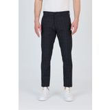 Frappoli Ecmio Erkek Siyah Ekose Keten Görünümlü İnce İlkbahar-Yaz Slim Fit Pantalon