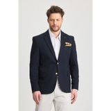 Frappoli Fazino Erkek Koyu Lacivert Pamuk Karışımlı Metal Düğmeli Spor Blazer Ceket - 48 - 6 Drop