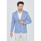 Frappoli Feniks Erkek Mavi Yarım Astar Torba Cepli Pamuk Karışımlı Likralı SlimFit Spor Blazer Ceket
