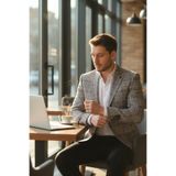 Frappoli Ferruci Erkek Siyah - Bordo Ekose Slim Fit Dar Kesim Mono Yaka Spor Blazer Ceket