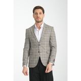 Frappoli Ferruci Erkek Siyah - Hardal Ekose Slim Fit Dar Kesim Mono Yaka Blazer Ceket - 64 - 6 Drop