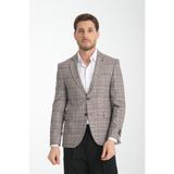 Frappoli Ferruci Erkek Siyah - Hardal Ekose Slim Fit Dar Kesim Mono Yaka Blazer Ceket - Siyah - Bordo - 64 - 6 Drop