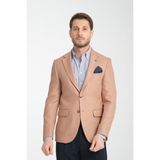 Frappoli Fevual Erkek Bej Mono Yaka Diagonal Desenli Slim Fit Blazer Spor Ceket - 60