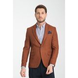 Frappoli Fevual Erkek Bronz Mono Yaka Diagonal Desenli Slim Fit Blazer Spor Ceket - 48