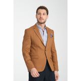 Frappoli Fevual Erkek Camel Mono Yaka Diagonal Desenli Slim Fit Blazer Spor Ceket - 64