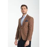 Frappoli Galdino Erkek Kahverengi Kendinden Desenli Slim Fit Mono Yaka Spor Blazer Ceket