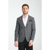 Frappoli Girado Erkek Koyu Gri Ekose Slim Fit Mono Yaka Spor Blazer Ceket - 56 - 6 Drop