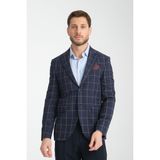 Frappoli Girado Erkek Lacivert Ekose Slim Fit Mono Yaka Spor Blazer Ceket - 56 - 6 Drop