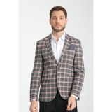 Frappoli Giraldo Erkek Siyah - Hardal Ekose Slim Fit Mono Yaka Spor Blazer Ceket - 48 - 6 Drop