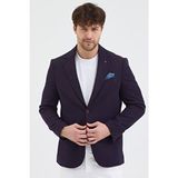 Frappoli Golex Erkek Koyu Bordo Poliviskon Kumaşlı Slim Fit Kendinden Mendilli Mono Yaka Spor Blazer Ceket - 52