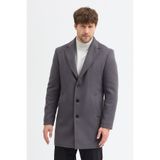 Frappoli Grande Erkek Grey Ceket Yaka Slim Fit Kaşe Kaban