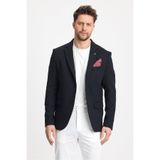 Frappoli Jasinoo Erkek Battal Büyük Beden Lacivert Regular Fit Pamuk Karışımlı Likralı Blazer Ceket