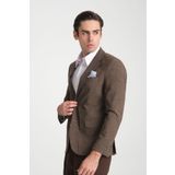 Frappoli Loreo Erkek Kahverengi Poliviskon Kumaş Yarım Astarlı Mono Yaka Slim Fit Spor Blazer Ceket