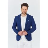 Frappoli Lozan Erkek Koyu Lacivert Keten Karışımlı Slim Fit İlkbahar-Yazlık Spor Blazer Ceket