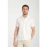 Frappoli Lucero Erkek Beyaz %100 Pamuk Çekmeyen Slim Fit İnce Polo Yaka Spor Gömlek