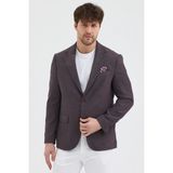 Frappoli Lunos Erkek Bordo Poliviskon Kumaşlı Slim Fit Kendinden Mendilli Mono Yaka Spor Blazer Ceket - 56