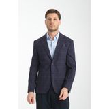 Frappoli Maino Erkek Lacivert Ekose Yarım Astar Slim Fit Mono Yaka Spor Blazer Ceket - 58 - 6 Drop