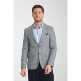 Frappoli Manio Erkek Koyu Lacivert Ekose Slim Fit Mono Yaka Spor Blazer Ceket - 48 - 6 Drop
