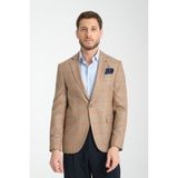 Frappoli Marega Erkek Bej Ekose Slim Fit Mono Yaka Spor Blazer Ceket - 52 - Koyu Bej - 6 Drop
