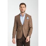 Frappoli Marega Erkek Kahverengi Ekose Slim Fit Mono Yaka Spor Blazer Ceket - 48 - 6 Drop