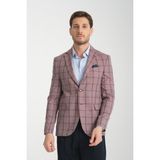 Frappoli Medardo Erkek Bordo Ekoseli Slim Fit Dar Kesim Mono Yaka Spor Blazer Ceket - 58 - 6 Drop