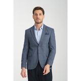 Frappoli Mendes Erkek Lacivert Ekose Slim Fit Mono Yaka Spor Blazer Ceket - 48 - 6 Drop