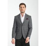 Frappoli Mendes Erkek Siyah Ekose Slim Fit Mono Yaka Spor Blazer Ceket - 50 - 6 Drop