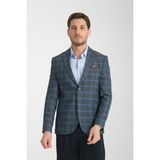 Frappoli Nina Erkek Lacivert - Yeşil Ekose Slim Fit Mono Yaka Spor Blazer Ceket - 58 - 6 Drop