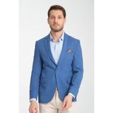 Frappoli Nipoye Erkek Kiremit Tam Astarlı Mono Yaka Slim Fit Blazer Ceket - Koyu Mavi - 50 - 6 Drop