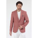 Frappoli Nipoye Erkek Pembe Poliviskon Kumaşlı Tam Astar Mono Yaka Slim Fit Spor Blazer Ceket