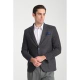 Frappoli Nonni Erkek Koyu Lacivert Poliviskon Kumaş Slim Fit Mono Yaka Blazer Ceket - 58 - 6 Drop