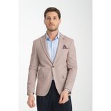 Frappoli Odessa Erkek Haki Kendinden Desenli Mevsimlik Mono Yaka Slim Fit Blazer Ceket - Kahverengi - 52 - 6 Drop