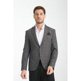 Frappoli Opera Erkek Siyah - Bordo Ekose Slim Fit Mono Yaka Spor Blazer Ceket - 54 - 6 Drop