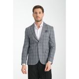 Frappoli Pakito Erkek Kömür Siyah Ekose Slim Fit Mono Yaka Spor Blazer Ceket - 50 - 6 Drop