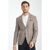 Frappoli Pakito Erkek Vizon Siyah Ekose Slim Fit Mono Yaka Spor Blazer Ceket - 48 - 6 Drop