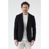 Frappoli Pique Erkek Siyah Yarım Astarlı Mono Yaka Esnek Poliviskon Kumaşlı Slim Fit Spor Blazer Ceket