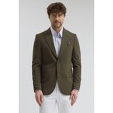 Frappoli Pique Erkek Yeşil Sivri Yaka Esnek Poliviskon Kumaşlı Slim Fit Spor Blazer Ceket - 52 - Haki